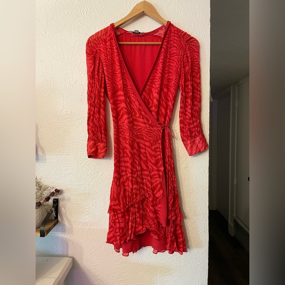 All Saints Keva Remix Red Zebra Print Dress Size XSMALL - Picture 8 of 13